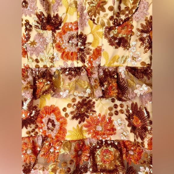 New Dress The Population Siriana Sequin Ruffle Gown S - Picture 7 of 10